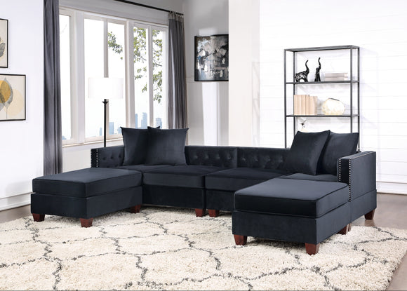 Black Velvet Fabric  Reversible Sectional