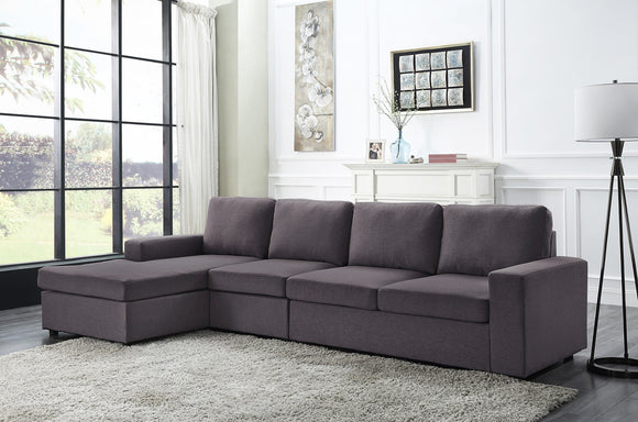 Dunlin Sofa with Reversible Chaise in Dark Gray Linen