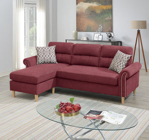 Paprika Red Color Polyfiber Reversible Sectional