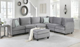 Simona Gray Velvet 7Pc Modular Sectional Sofa