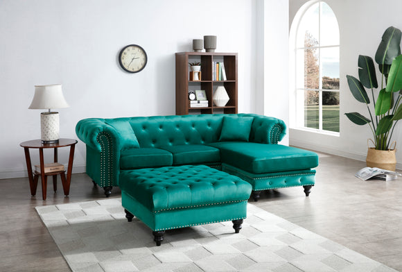 Glory Furniture Nola G0352B-SC Sofa Chaise ( 3 Boxes ) , GREEN
