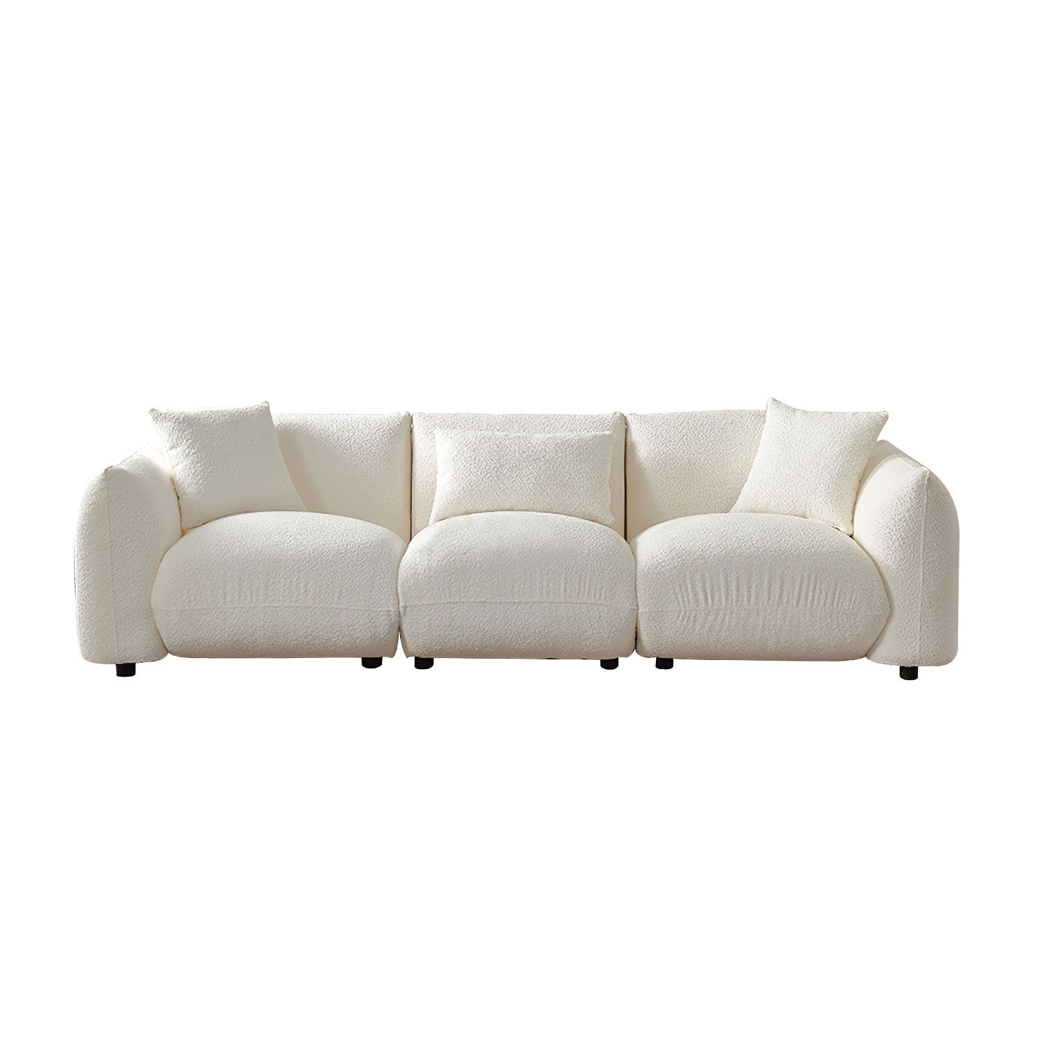 Beige Mid Century Modern Couch 3-Seater Sofa