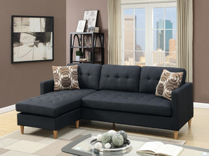 Black Polyfiber Sectional Reversible Chaise