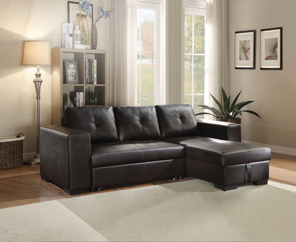 Lloyd Sectional Sofa w/Sleeper in Black PU