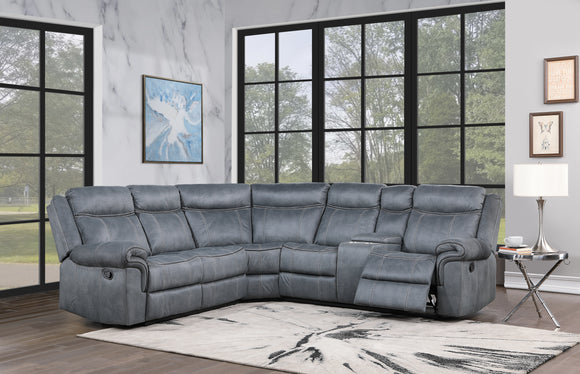 Dollum Sectional Sofa  in Two Tone Gray Velvet