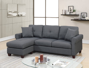 Glossy Charcoal Tufted Sectional