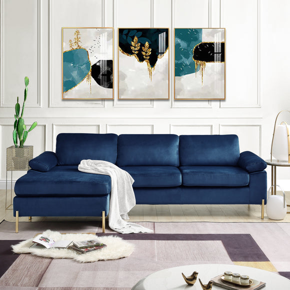 Shannon Velvet Sectional Sofa with Chaise