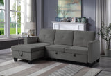 Nova Dark Gray Velvet Reversible Sleeper Sectional