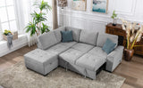 Sleeper Sectional with Storage Ottoman & Hidden Arm Storage & USB Charge