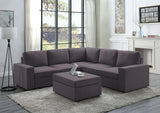 Decker Sectional Sofa with Ottoman in Dark Gray Linen