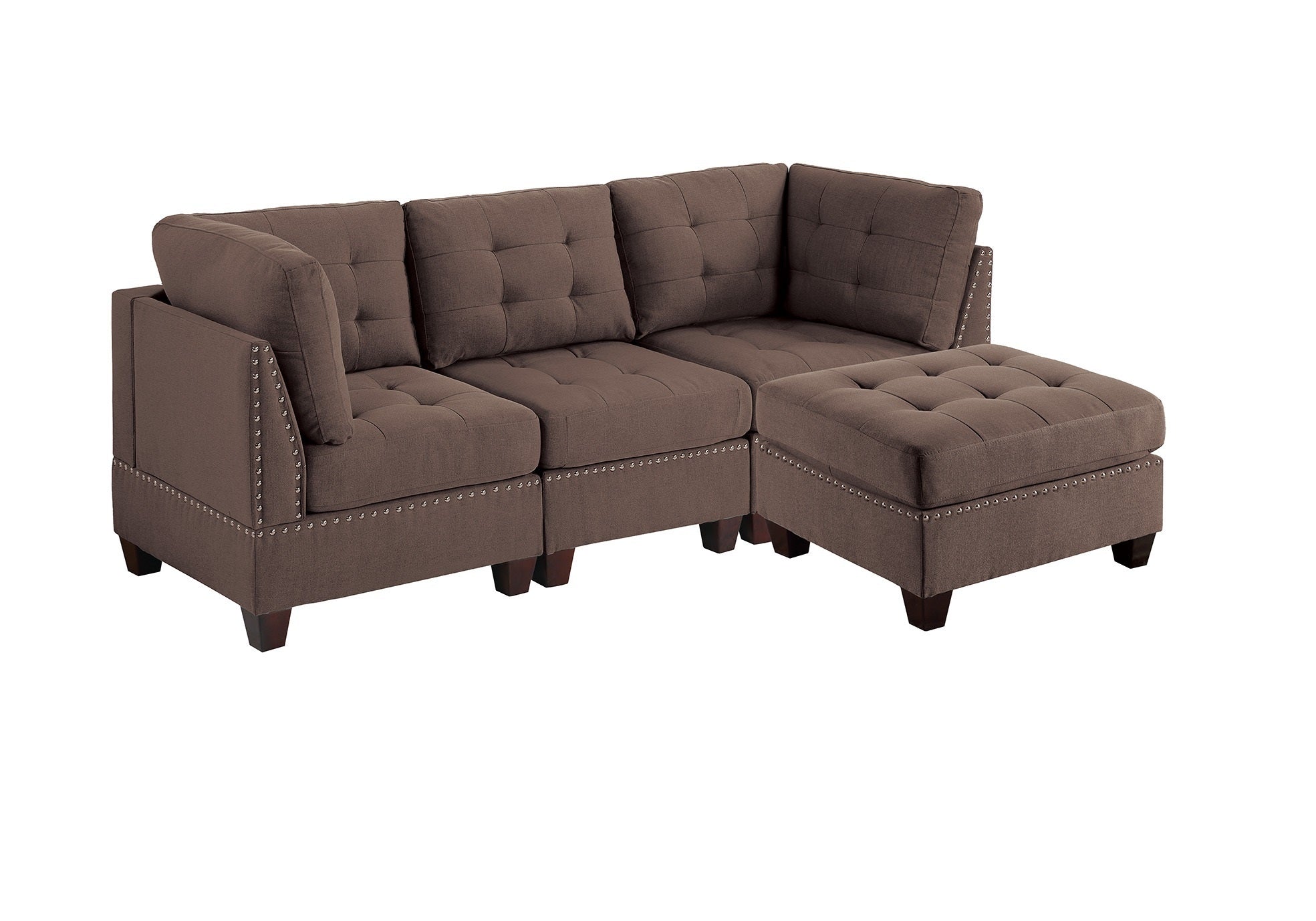 4pc Black Coffee Linen  Sectional Sectional