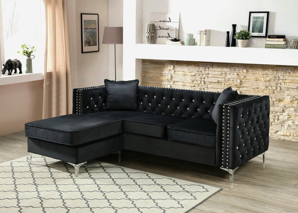 Glory Furniture Paige G828B-SC Sofa Chaise , BLACK