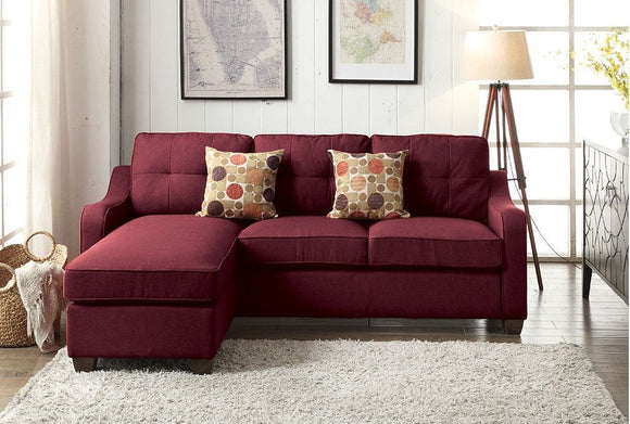 Cleavon II Sectional Sofa & 2 Pillows in Red Linen