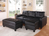 Lyssa Sectional Sofa & Ottoman in Black Bonded Leather Match