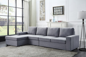 Dunlin Light Gray Linen Reversible Modular Sectional Sofa Chaise