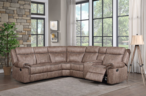 Dollum Sectional Sofa  in Two Tone Chocolate Velvet