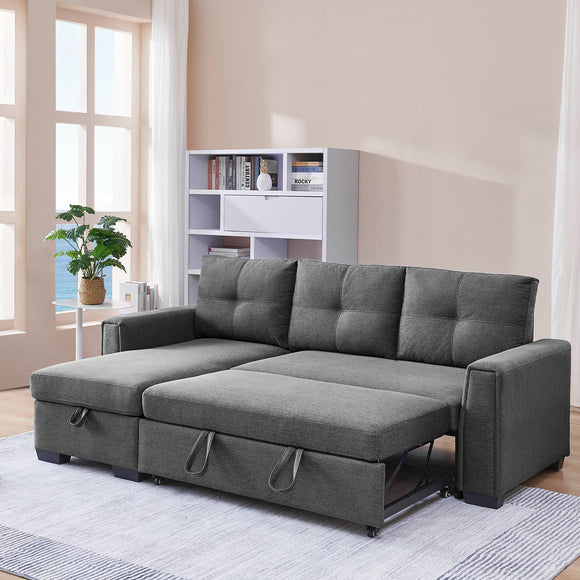 91 Dark Grey Reversible Sleeper Sectional