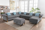 Maddie Gray Velvet 8-Seater Sectional Sofa with Reversible Chaise and Storage Ottoman