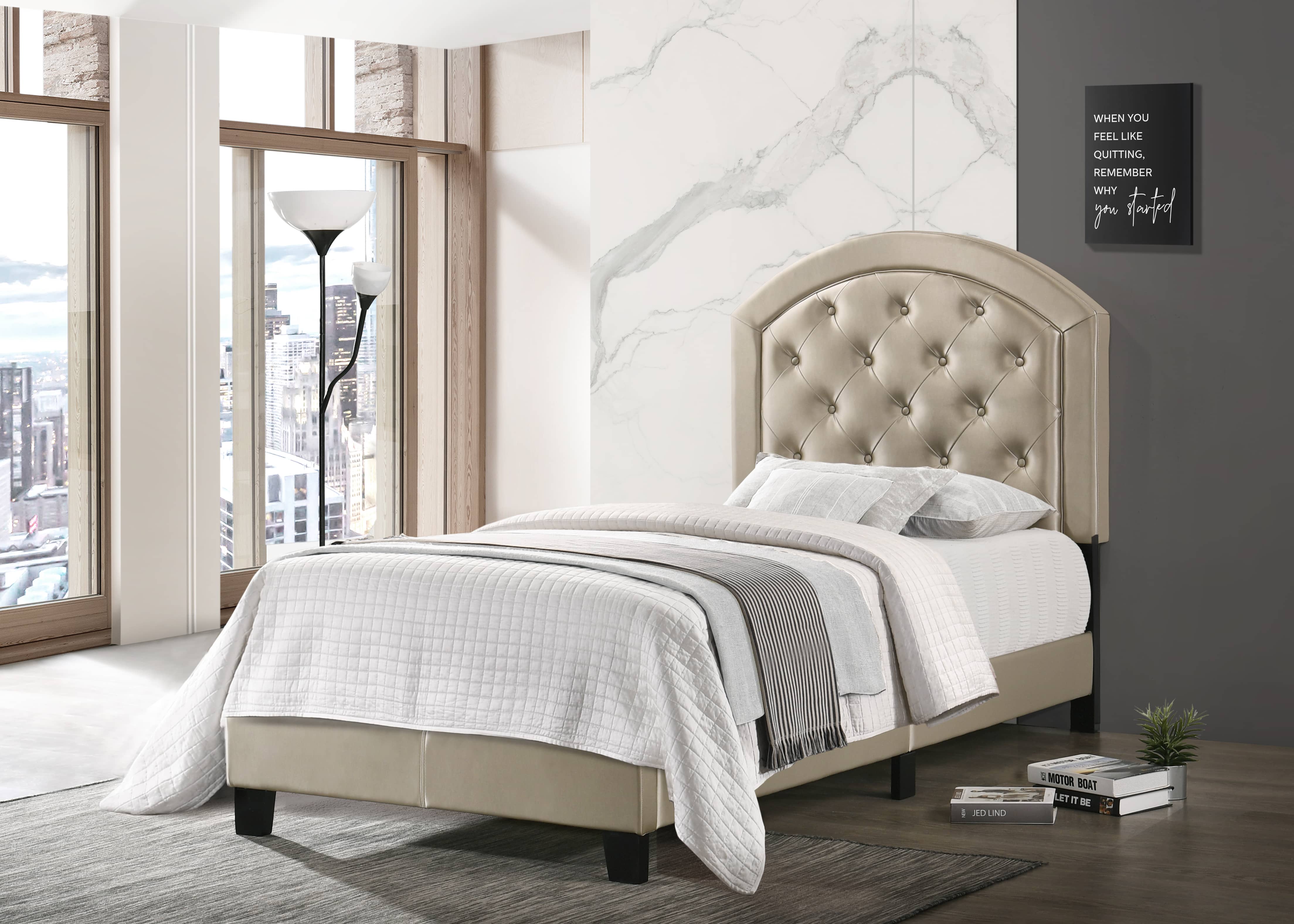 GABY ADJUSTABLE PLATFORM BED IN GOLD