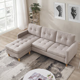 87" Wide Beige Reversible Sectional Sofa with Ottoman