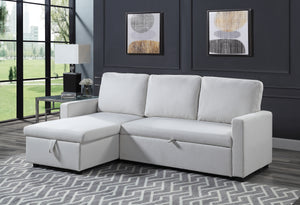 Hiltons Sleeper Sectional Sofa w/Storage, White Fabric