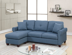 Glossy Blue Reversible Sectional Chaise