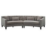 Gray Fabric Sloped Arms Curved Sectional Sofa