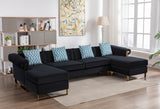 Maddie Black Velvet 5-Seater Double Chaise Sectional Sofa