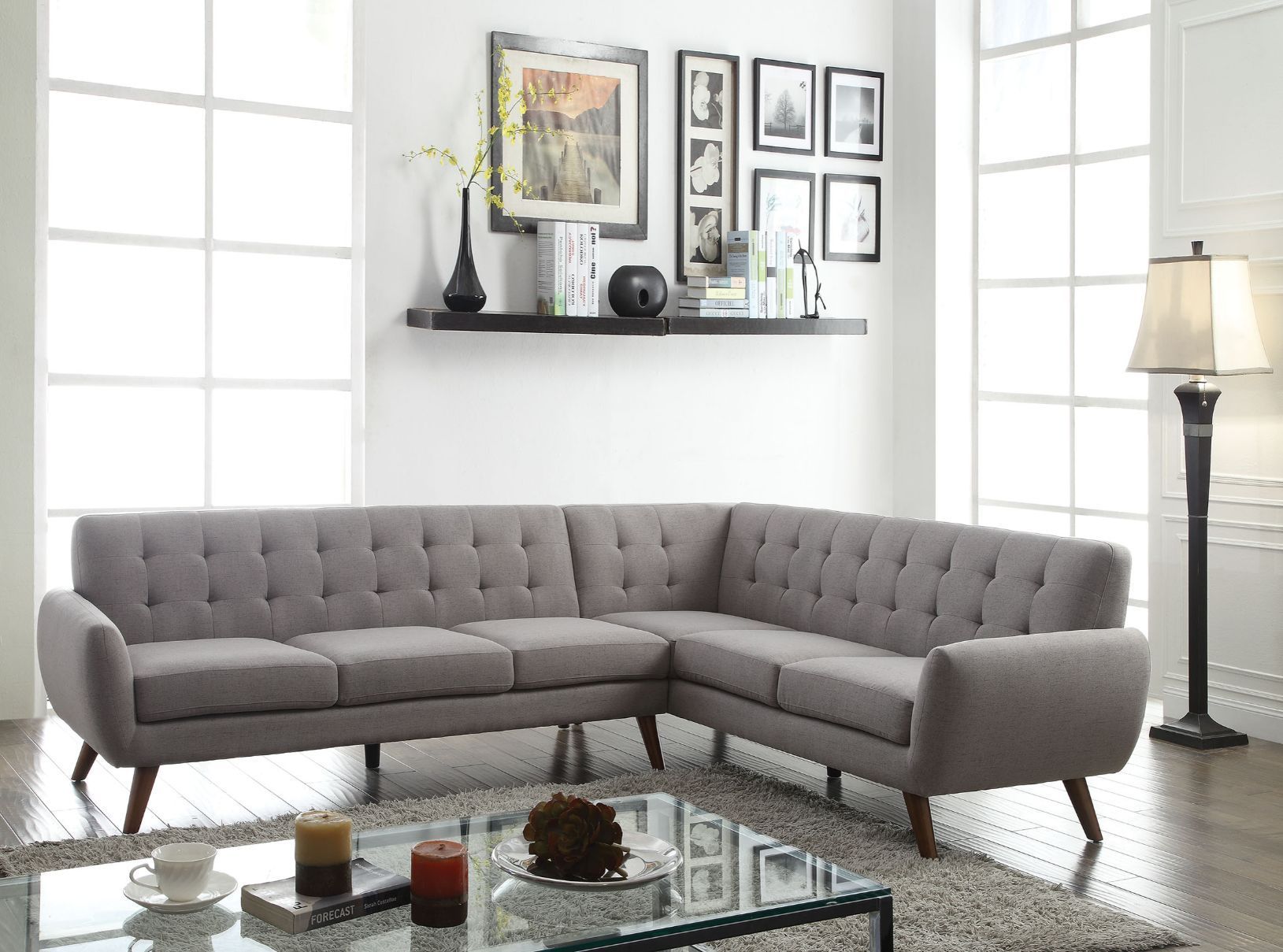 Essick Sectional Sofa in Light Gray Linen