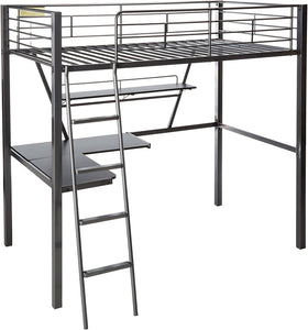 ACME Senon Loft Bed & Desk in Silver & Black 37275