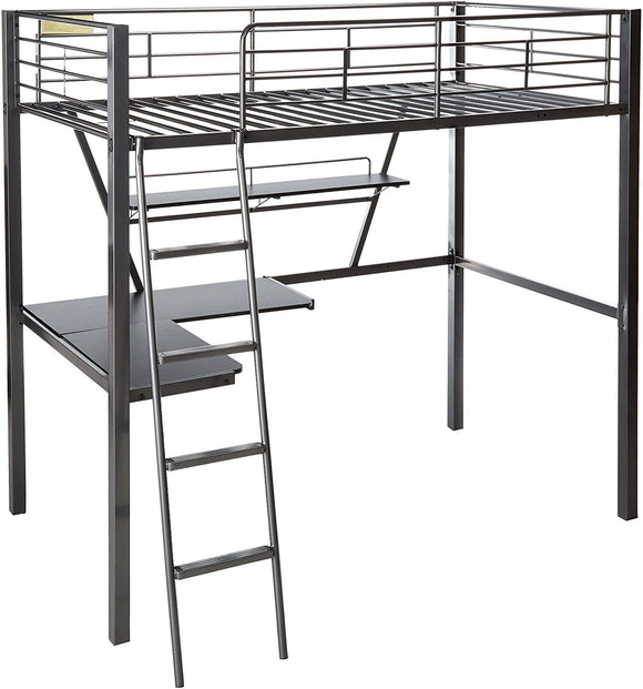 ACME Senon Loft Bed & Desk in Silver & Black 37275