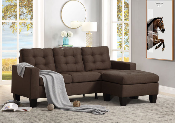 Earsom Sectional Sofa (Rev. Chaise), Brown Linen