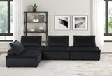 Anna Black Velvet 4 Pc Sectional Sofa