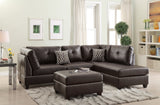 3-pcs Reversible Sectional Espresso Bonded Leather