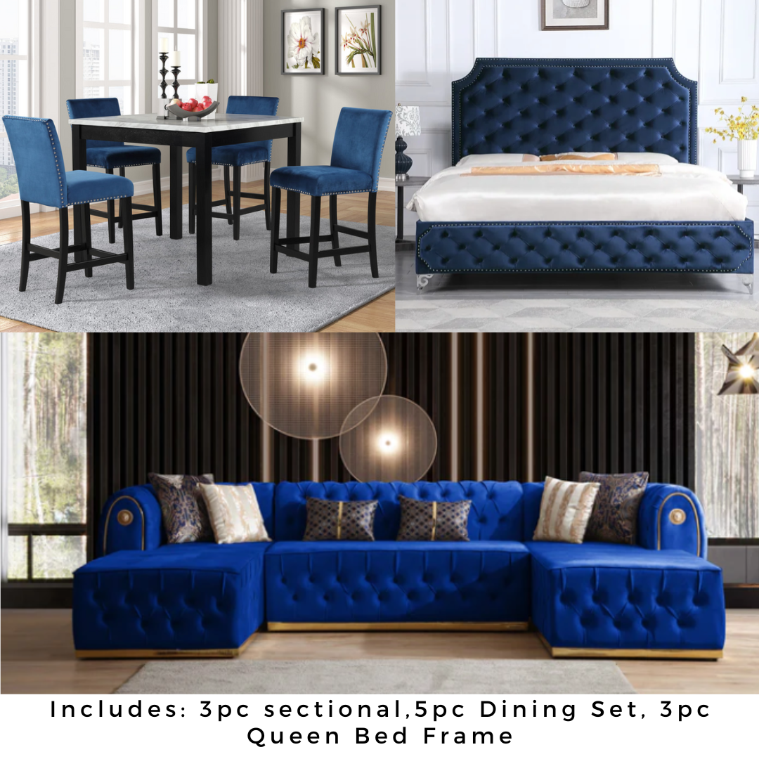 Blue Velvet Sectional 