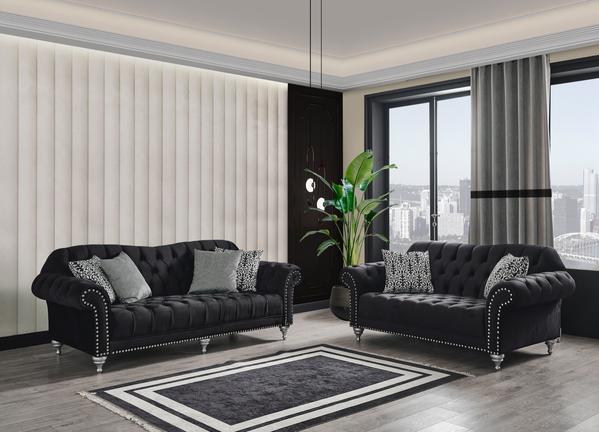 JULIETTE BLACK VELVET SOFA & LOVESEAT