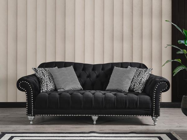JULIETTE BLACK VELVET SOFA & LOVESEAT