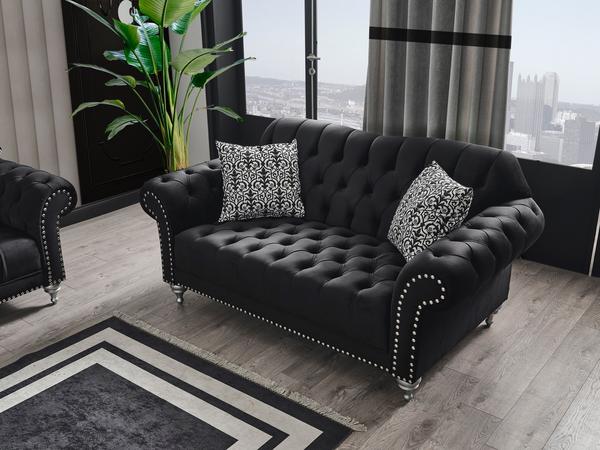 JULIETTE BLACK VELVET SOFA & LOVESEAT