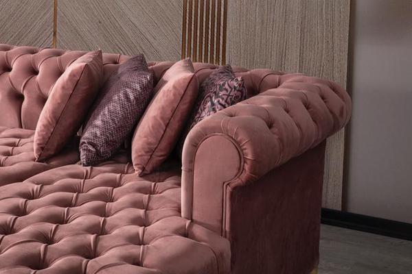 LAUREN VELVET PINK DOUBLE CHAISE SECTIONAL