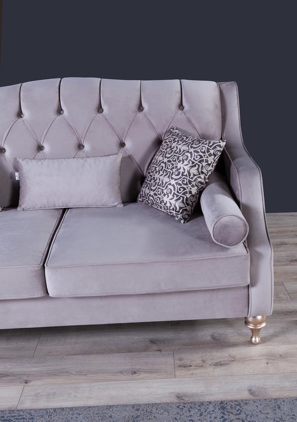 LOTUS COBBLESTONE VELVET SOFA & LOVESEAT