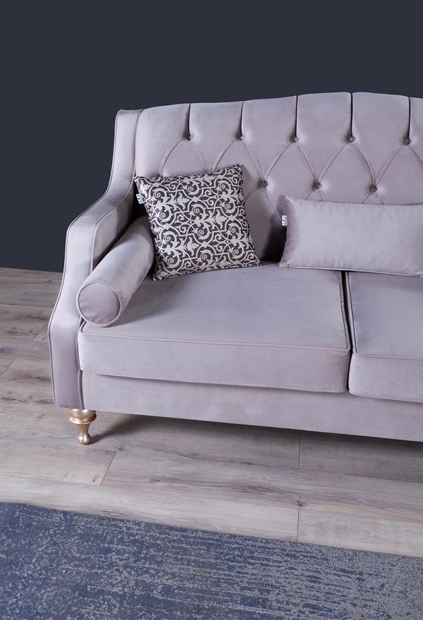 LOTUS COBBLESTONE VELVET SOFA & LOVESEAT