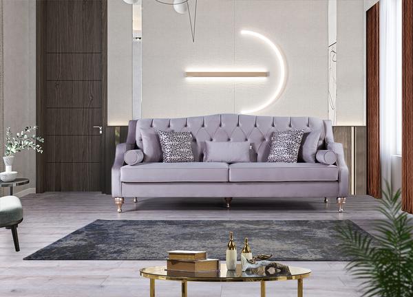 LOTUS COBBLESTONE VELVET SOFA & LOVESEAT