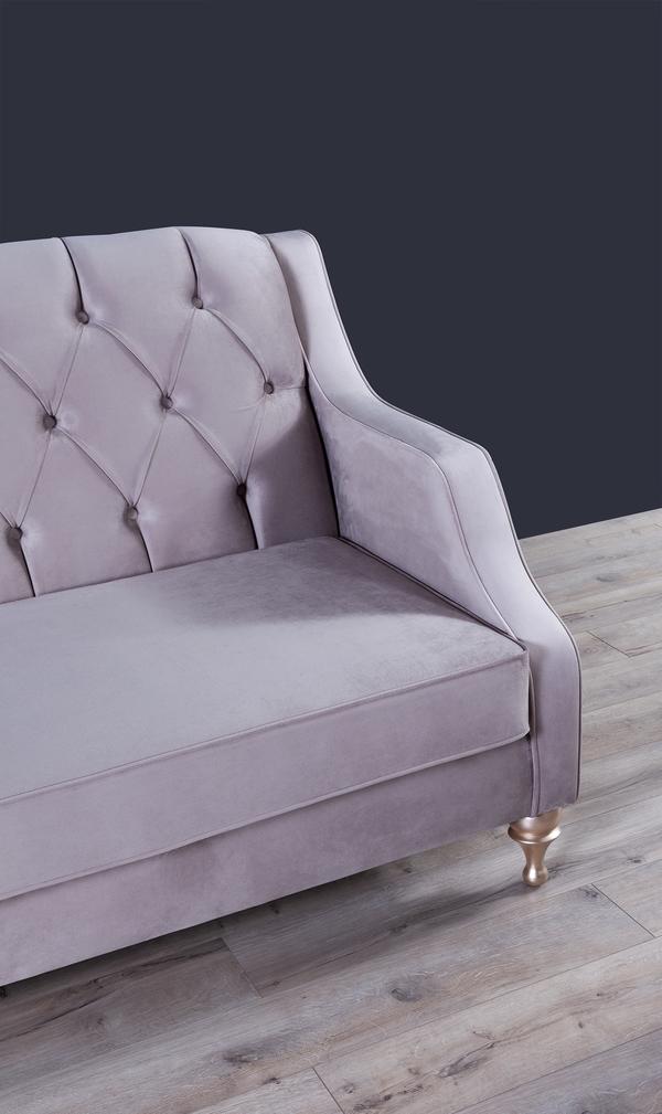 LOTUS COBBLESTONE VELVET SOFA & LOVESEAT