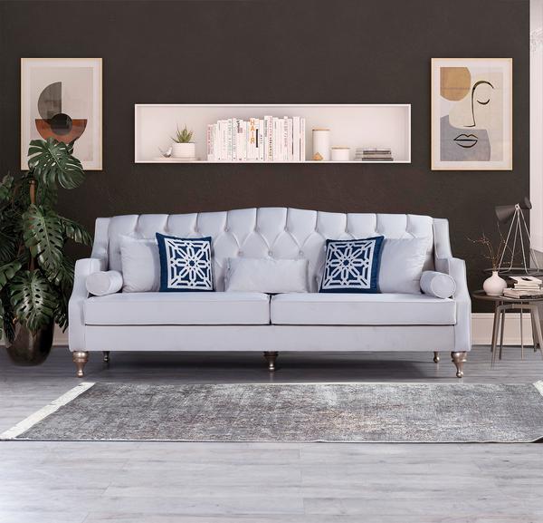 LOTUS IVORY VELVET SOFA & LOVESEAT