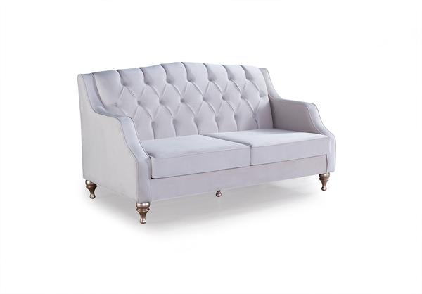 LOTUS IVORY VELVET SOFA & LOVESEAT