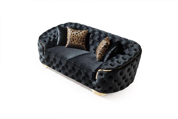 LUPINO BLACK VELVET SOFA & LOVESEAT