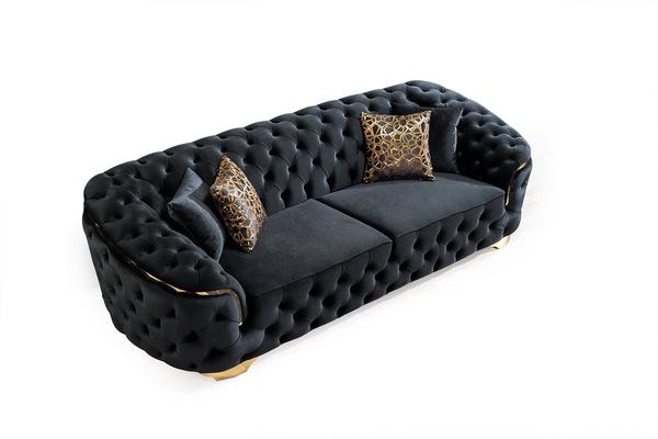 LUPINO BLACK VELVET SOFA & LOVESEAT
