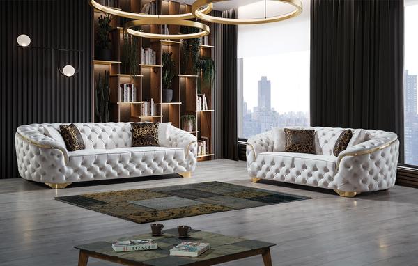 LUPINO IVORY VELVET SOFA & LOVESEAT