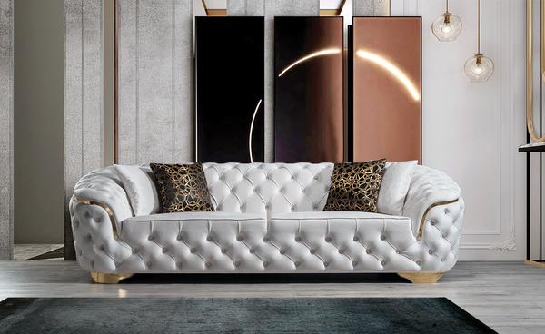 LUPINO IVORY VELVET SOFA & LOVESEAT