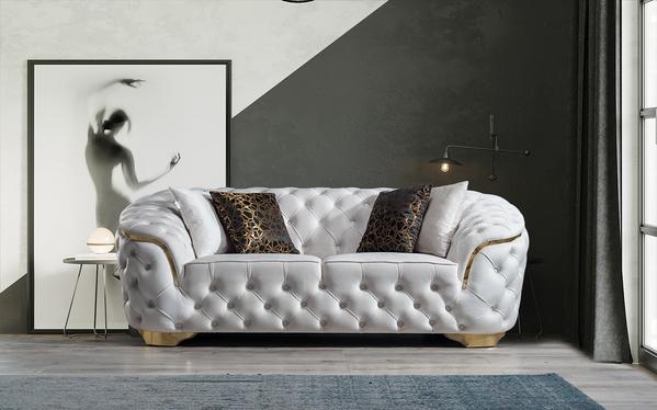 LUPINO IVORY VELVET SOFA & LOVESEAT